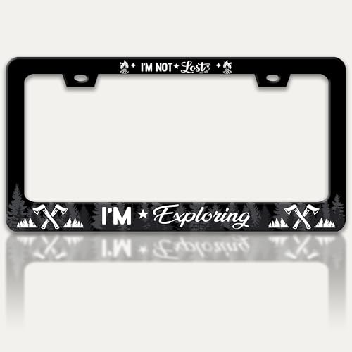 I'm Not Lost I'm Exploring License Plate Frame Stainless Steel 6x12 Inch
