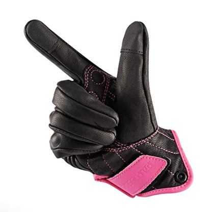 Ladies Full Finger Touch Motorcycle Gloves GL016 PINKBlack S
