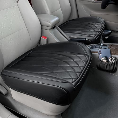 2 Pack Black Leather Front Bottom Car Seat Covers (2 Count)