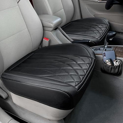 2 Pack Black Leather Front Bottom Car Seat Covers (2 Count)