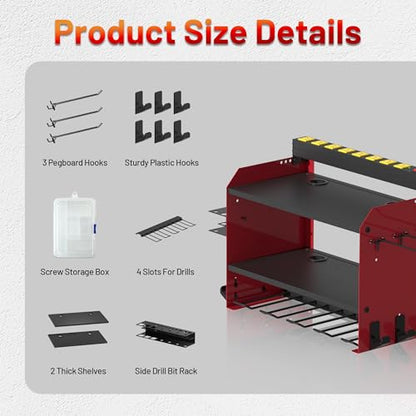 Power Tool Organizer Wall Mount with Charging Station & 8 Outlet