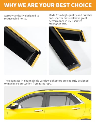 in Channel Window Visors Rain Guards for Chevy Equinox 2018 (4 Count)