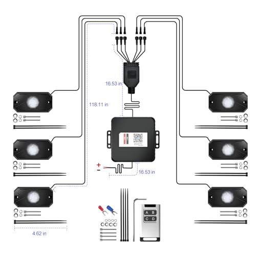 RGB LED Rock Lights Kit (6 Count)