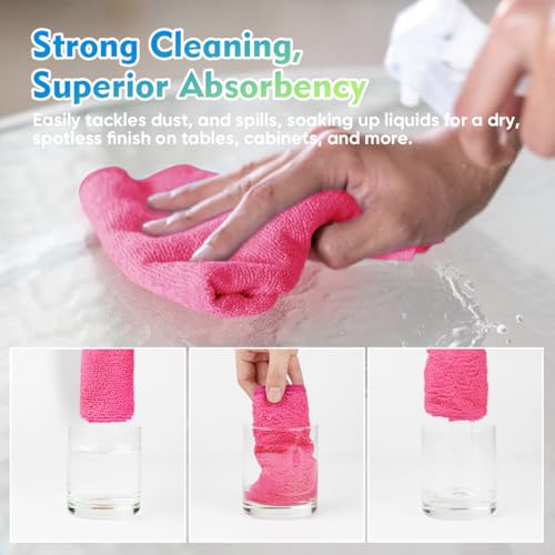 Pink Microfiber Cleaning Cloth 12 Pack (12 Count)