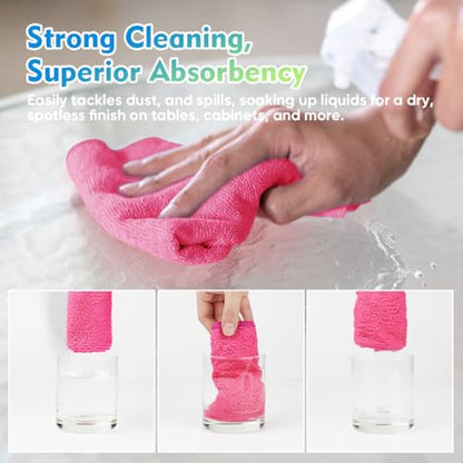 Pink Microfiber Cleaning Cloth 12 Pack (12 Count)