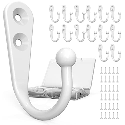 15 Pack White Wall Mount Hooks for Hanging Coats & Towels