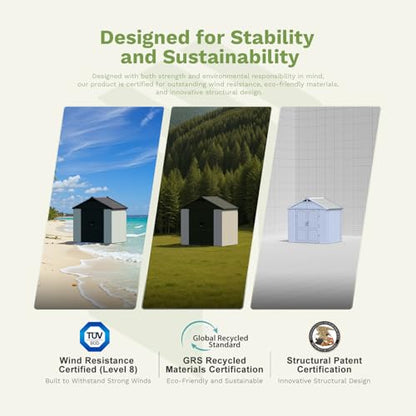 8x10 FT Resin Outdoor Storage Shed with Floor