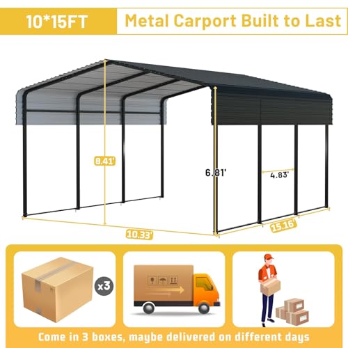10x15FT Heavy Duty Metal Carport