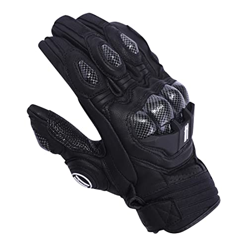Mens Leather Motorbike Gloves KM046 Black XL
