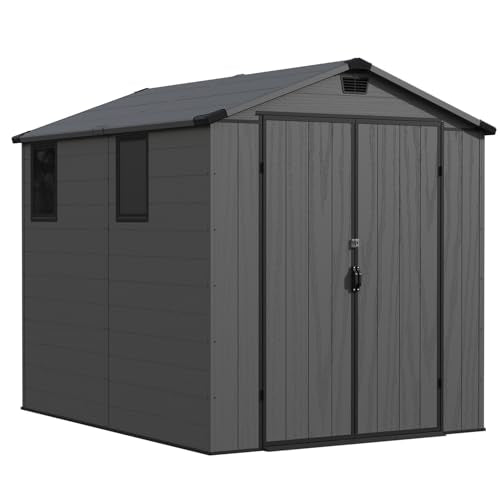 6X8 FT Plastic Outdoor Storage Shed with Floor