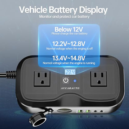 200W Car Power Inverter DC 12V to 110V AC Car Plug Adapter Outlet