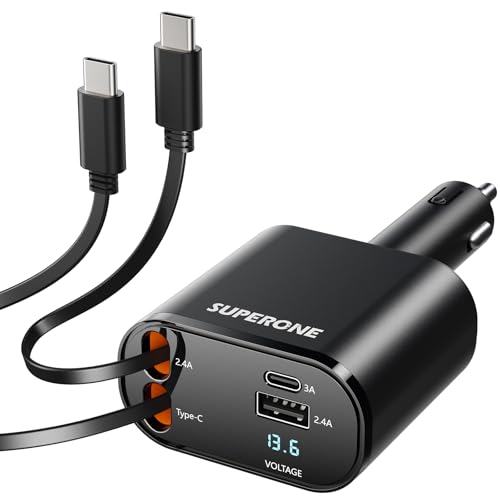 Retractable USB C Car Charger