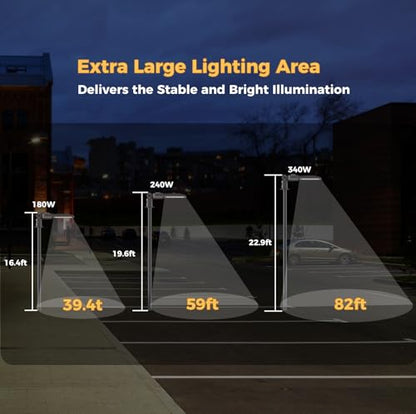 340W Parking Lot Light 61200LM LED Street Lights Outdoor 6Pack