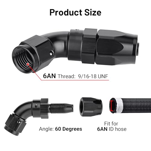 6AN 60 Degree One Piece Full Flow Hose End Fitting Swivel for CPE Braided Hose