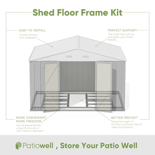 10x8 FT Outdoor Storage Shed with Floor Frame