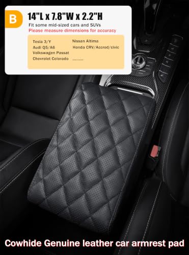Car Center Console Armrest Cover Genuine Leather