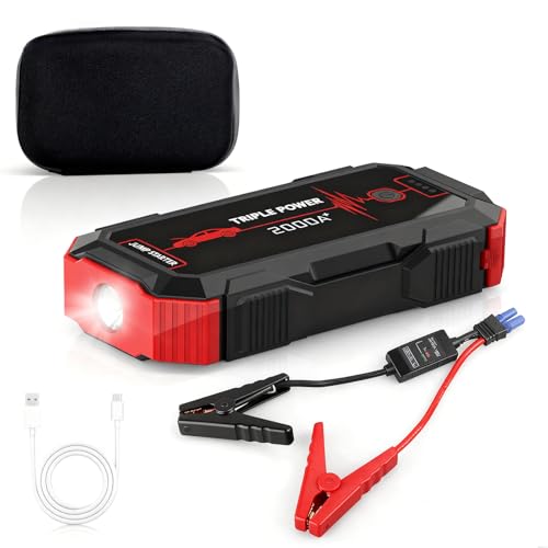 Portable Battery Jumper Starter 2000A Peak 12V Car Jump Starter & Power Booster