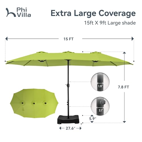 15ft Large Outdoor Patio Umbrella with Base Included