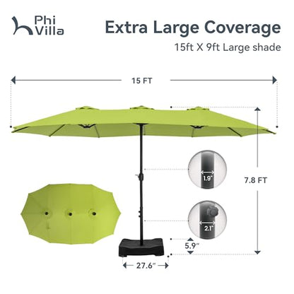 15ft Large Outdoor Patio Umbrella with Base Included