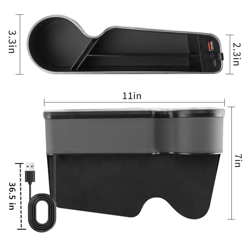 7 Color Led Car Seat Gap Organizer with 56W Cigarette Lighter Adapter