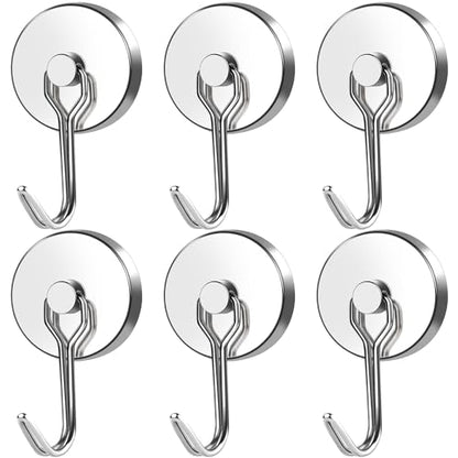Magnetic Hooks Heavy Duty 120LB+ Swivel Swing Strong Magnet Hook (6 Count)