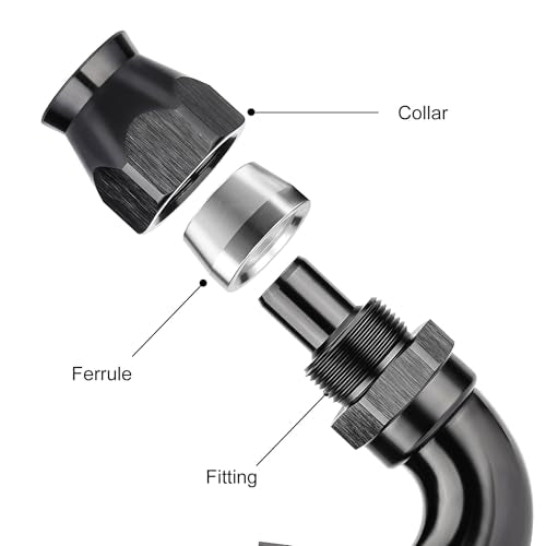 10AN 150 Degree PTFE One Piece Full Flow End Hose Fitting Aluminum Black