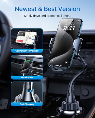 Upgraded 15" Cup Holder Phone Holder