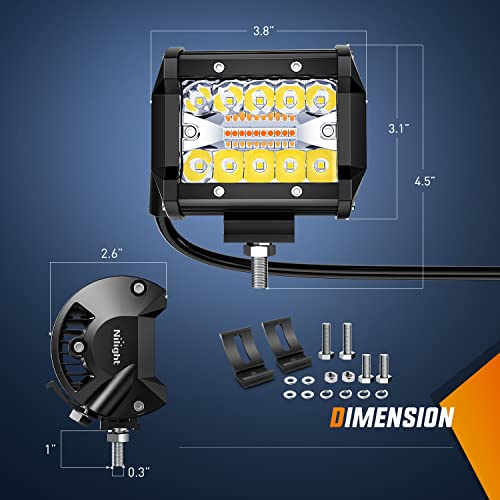 4inch Amber White Strobe 6 Modes 60W LED Pod Light (2 Count)