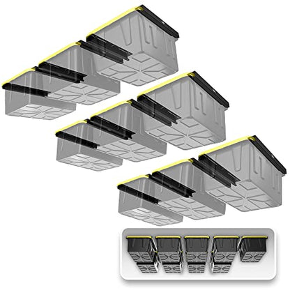 Heavy Duty Overhead Garage Storage Rack for 9 Bins. Adjustable Width (9 Count)