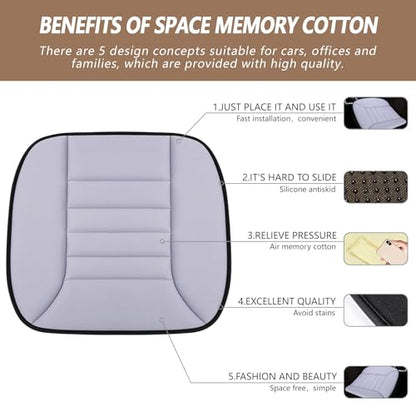 2PCS Car Seat Cushion Pad 1.2" Thick Comfort Seat Protector for Car Driver Seat Office Chair Home Use Memory Foam Seat Cushion with Non Slip Bottom