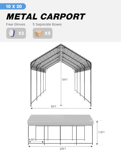10'x20'x10' Heavy Duty Metal Carport