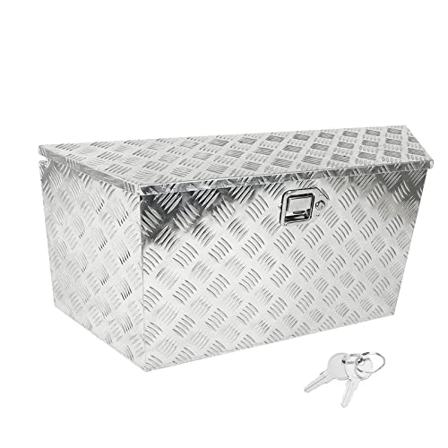 39 Inch Heavy Duty Aluminum Stripes Plated Tool Box Pick Up Truck Bed RV Trailer Tongue Toolbox Waterproof Storage Organizer with Lock and Keys