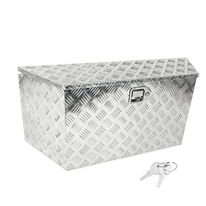 39 Inch Heavy Duty Aluminum Stripes Plated Tool Box Pick Up Truck Bed RV Trailer Tongue Toolbox Waterproof Storage Organizer with Lock and Keys