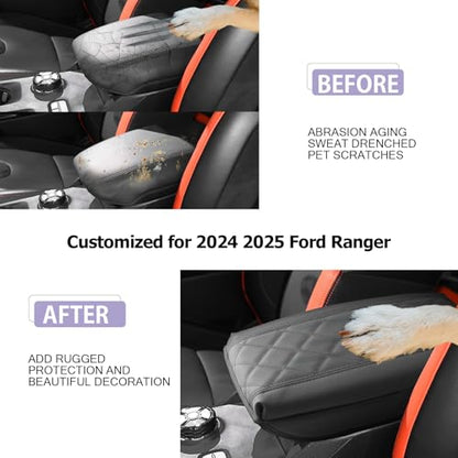 Center Console Cover Compatible with 2024 2025 2026 Ford Ranger Accessories 2025 2026 Ranger XL