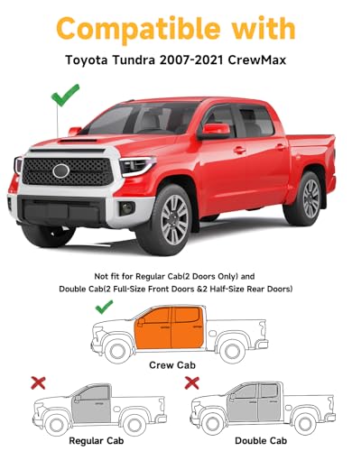 Window Visors Rain Guards for Toyota Tundra CrewMax 2007 (4 Count)