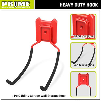 PR1ME 1 Pack Garage Garden Tool Organizer Wall Mount Hooks