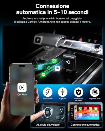 Wireless CarPlay Adapter for iPhone & Android 2026 Upgrade Ultra Mini 2 in1 Wired Android Auto to Wireless