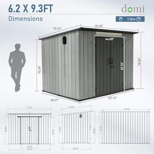 Domi 6.2x9.3 FT Resin Outdoor Storage Shed