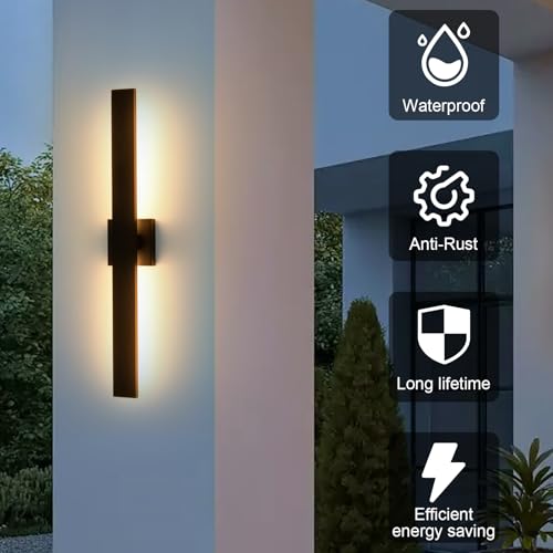 Black Modern LED Outdoor Wall Sconce 31.5" Long Outdoor Wall Lights Exterior Lighting Fixtures for House Porch Patio Garage Front Door