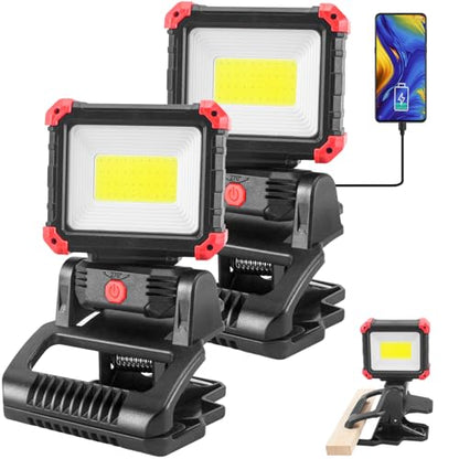 LED Rechargeable Work Light with Clamp (2 Count)