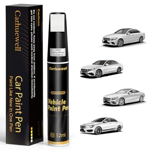 650/9650) Calcite/Cirrus White Touch Up Paint Compatible with Mercedes-Benz, Exact Match Car Paint Pen Automotive Scratch Repair Remover Kit Quick & Easy Solution for Vehile Chips and Nicks