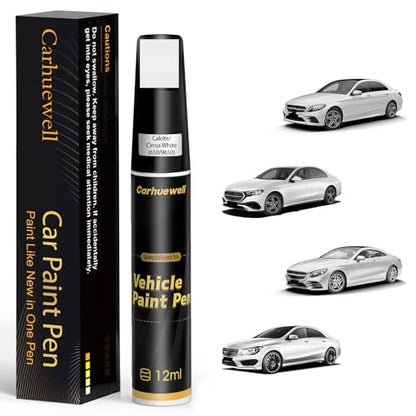 650/9650) Calcite/Cirrus White Touch Up Paint Compatible with Mercedes-Benz, Exact Match Car Paint Pen Automotive Scratch Repair Remover Kit Quick & Easy Solution for Vehile Chips and Nicks