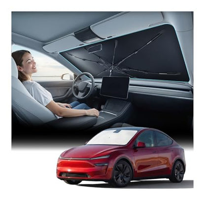 Vinyl Coating Heat Shield] Windshield Sun Shade Umbrella Fit for Model Y 2020