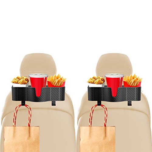 3-in-1 Car Headrest Organizer with 3.7" Cup Holder & Hooks-2PC (2 Count)
