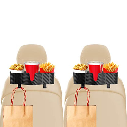 3-in-1 Car Headrest Organizer with 3.7" Cup Holder & Hooks-2PC (2 Count)