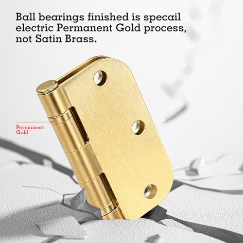 Rounded Door Hinges Brushed Brass 3.5 Inch 5 (18 Count)