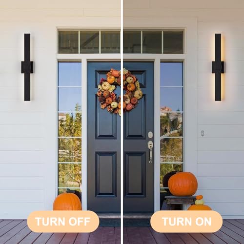 2 Pack Modern Outdoor Wall Light Exterior Black LED Patio Wall Light Fixture 27.2" Exterior Wall Sconce Outdoor Porch Lights for House (2 Count)