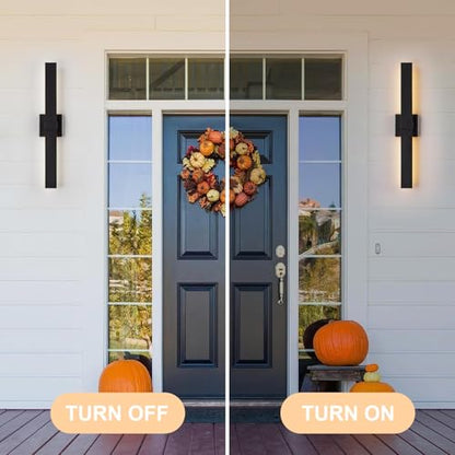 2 Pack Modern Outdoor Wall Light Exterior Black LED Patio Wall Light Fixture 27.2" Exterior Wall Sconce Outdoor Porch Lights for House (2 Count)