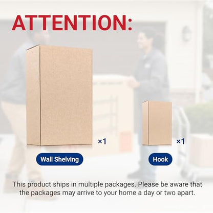2 Pack 2x4 ft Garage Wall Shelving with 4 Hooks (2 Count)