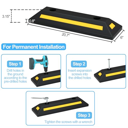 2PCS Rubber Parking Guide Tire Blocks